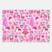 Roze Kerstmispatroon Inpakpapier Vel (Voorkant 2)