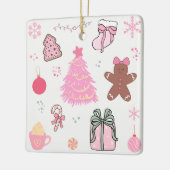 Roze Kerstmispatroon Keramisch Ornament (Links)