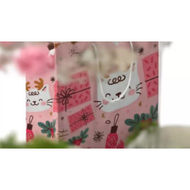 Roze Kerstmispatroon Medium Cadeauzakje