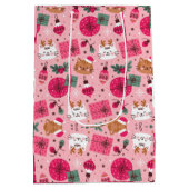 Roze Kerstmispatroon Medium Cadeauzakje (Achterkant)