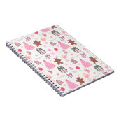 Roze Kerstmispatroon Notitieboek (Rechterzijde)