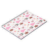 Roze Kerstmispatroon Notitieboek (Linkerzijde)
