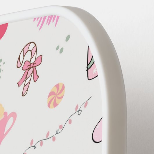 Roze Kerstmispatroon Pickleball Paddle (Links Detail)