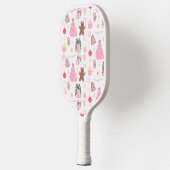 Roze Kerstmispatroon Pickleball Paddle (Links)