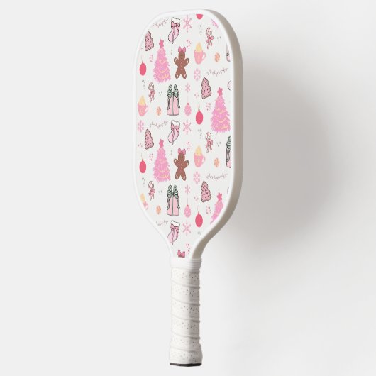 Roze Kerstmispatroon Pickleball Paddle (Links)
