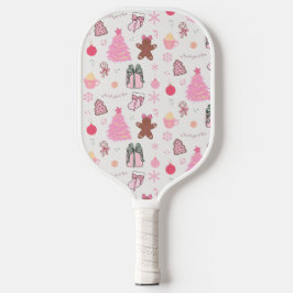 Roze Kerstmispatroon Pickleball Paddle