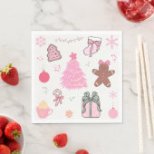 Roze Kerstmispatroon Servet (Insitu)