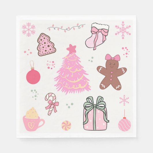 Roze Kerstmispatroon Servet (Voorkant)