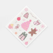 Roze Kerstmispatroon Servet (Hoek)