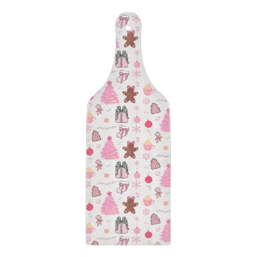 Roze Kerstmispatroon Snijplank (Voorkant)