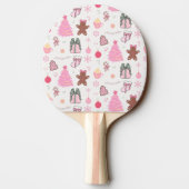 Roze Kerstmispatroon Tafeltennisbatje (Achterkant)