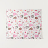 Roze Kerstmispatroon Wandkleed (Voorkant (horizontaal))