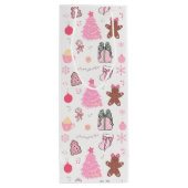 Roze Kerstmispatroon Wijn Cadeautas (Achterkant)