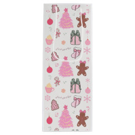 Roze Kerstmispatroon Wijn Cadeautas