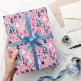 Roze Kerstmissen Cadeaupapier
