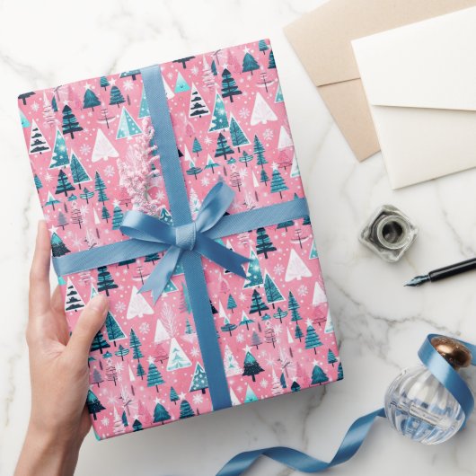 Roze Kerstmissen Cadeaupapier (Geschenken)