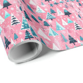 Roze Kerstmissen Cadeaupapier (Rol Hoek)