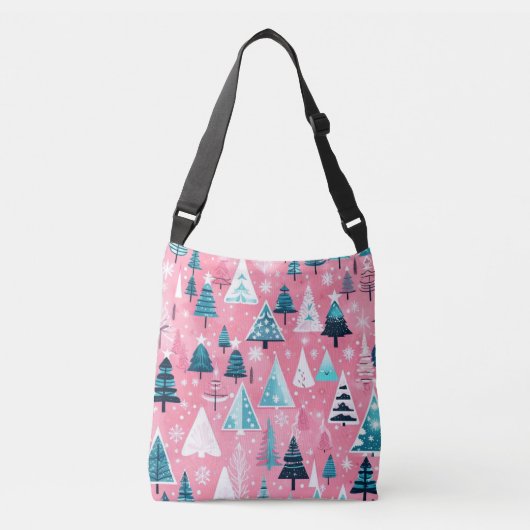 Roze Kerstmissen Crossbody Tas (Voorkant)