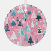 Roze Kerstmissen Glas Ornament (Voorkant)