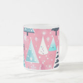 Roze Kerstmissen Matglas Koffiemok (Voorkant rechts)