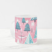 Roze Kerstmissen Matglas Koffiemok (Voorkant links)