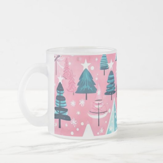 Roze Kerstmissen Matglas Koffiemok (Links)