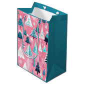 Roze Kerstmissen Medium Cadeauzakje (Voorkant Gekanteld)