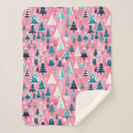 Roze Kerstmissen Sherpa Deken (Voorkant)
