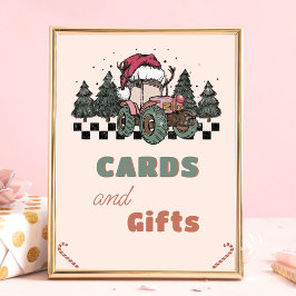 Roze Kerstmisvrachtwagen Verjaardagskaarten en Gif Poster