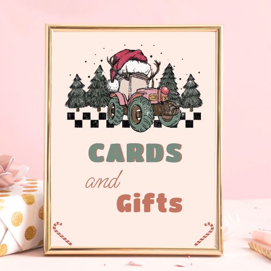 Roze Kerstmisvrachtwagen Verjaardagskaarten en Gif Poster