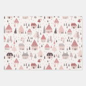 roze kerstmix inpakpapier vel (Voorkant 3)