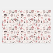 roze kerstmix inpakpapier vel (Voorkant)