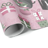 Roze Kerstmonsterbruid Frankenstein Cadeaupapier (Rol Hoek)