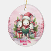 Roze Kerstmuis Kinder Foto Ornament (Links)