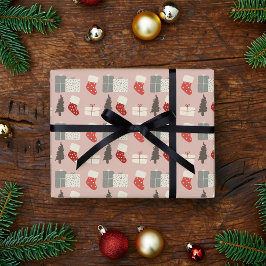 Roze Kerstmuts Inpakpapier