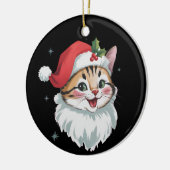 Roze kerstmuts Retro knuffel kat Kerstmis  Keramisch Ornament (Links)