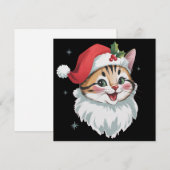 Roze kerstmuts Retro Kute Kitty Kat Kerstmis  Feestdagenkaart (Voorkant / Achterkant)