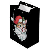 Roze kerstmuts Retro Kute Kitty Kat Kerstmis Medium Cadeauzakje (Voorkant Gekanteld)