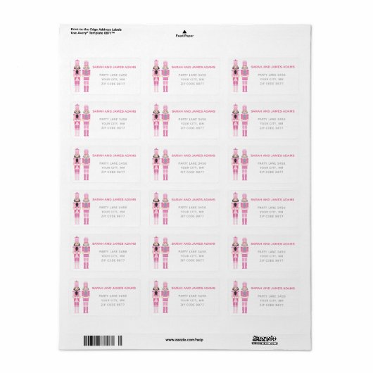 ROZE KERSTNOTENKRAKER ADRES STICKER (Full Sheet)