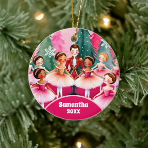Roze Kerstnotenkraker Ballerina Kinder Foto Keramisch Ornament