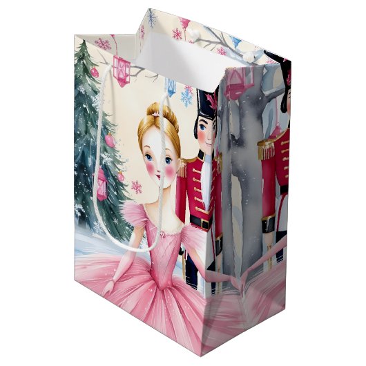 Roze Kerstnotenkraker Ballet & Ballerina Medium Cadeauzakje (Voorkant Gekanteld)