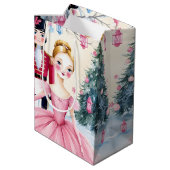 Roze Kerstnotenkraker Ballet & Ballerina Medium Cadeauzakje (Achterkant Gekanteld)