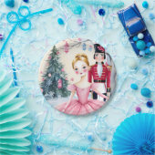 Roze Kerstnotenkraker Ballet & Ballerina Papieren Bordje (Feest)