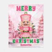 Roze Kerstnotenkraker Gepersonaliseerde Kinder Naa Fleece Deken (Voorkant)