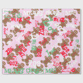 Roze kerstontbijt Gift Wrap Naam Veranderend Cadeaupapier (Vlak)