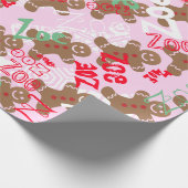 Roze kerstontbijt Gift Wrap Naam Veranderend Cadeaupapier (Hoek)