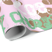 Roze kerstontbijt Gift Wrap Naam Veranderend Cadeaupapier (Rol Hoek)
