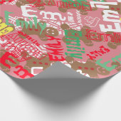Roze kerstontbijt Gift Wrap Naam Veranderend Cadeaupapier (Hoek)