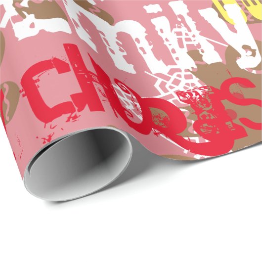 Roze kerstontbijt Gift Wrap Naam Veranderend Cadeaupapier (Rol Hoek)
