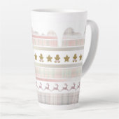 Roze kerstontbijt tartan Lrg Cup Latte Mok (Rechterhoek)